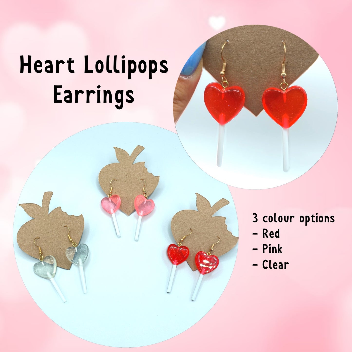 Valentines Heart Lollipop Earrings